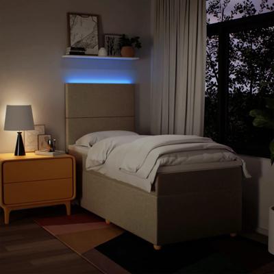 Boxspring met matras stof crèmekleurig 80x200 cm - thumbnail