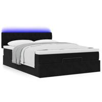 Ottoman bed met matras en LED's 140x200cm fluweel zwart - thumbnail