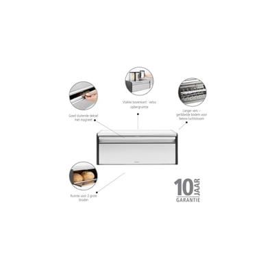 Brabantia broodtrommel met klepdeksel matt steel