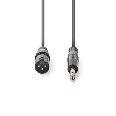Nedis COTH15100GY50 Gebalanceerde Xlr-audiokabel Xlr 3-pins Male - 6,35 Mm Male 5,0 M Grijs