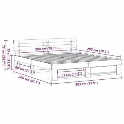 Bedframe met hoofdeinde Bruin Massief grenenhout