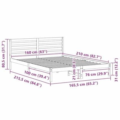 Bedframe met hoofdeinde Bruin 160 x 210 cm Massief grenenhout Bedframe met hoofdeinde Bruin 160 x 210 cm Massief grenenhout