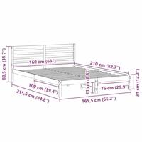 Bedframe met hoofdeinde Bruin 160 x 210 cm Massief grenenhout - thumbnail