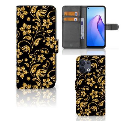 OPPO Reno8 Hoesje Gouden Bloemen OPPO Reno8 Hoesje Gouden Bloemen