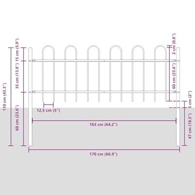 Tuinhek 3 pcs Grijs 5,1 x 0,6 m Poedercoating staal