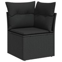 11-delige Loungeset met kussens poly rattan zwart - thumbnail