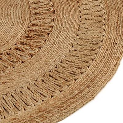 VidaXL Tapijt rond 120 cm gevlochten jute