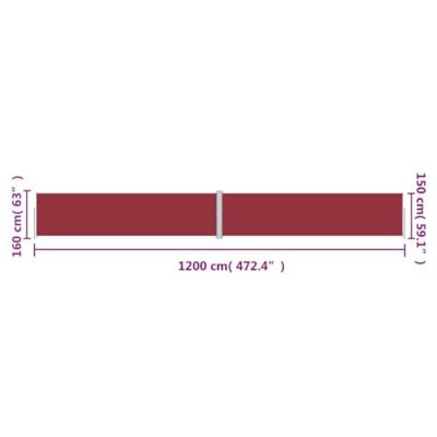 Windscherm uittrekbaar 160x1200 cm rood