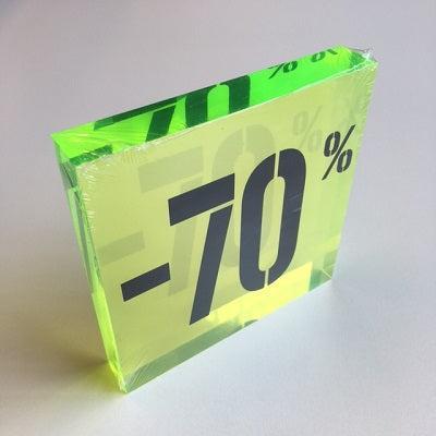 Acryl kortingsblok -70% fluor groen