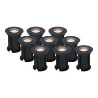 Set van 9 Maisy LED Grondspots Rond - Dimbaar - GU10 - 2700K warm wit - 4 Watt 345 lumen - Rond - Ø12cm - Tuinspot - Oprit - Zwart - IP67 waterdicht - thumbnail