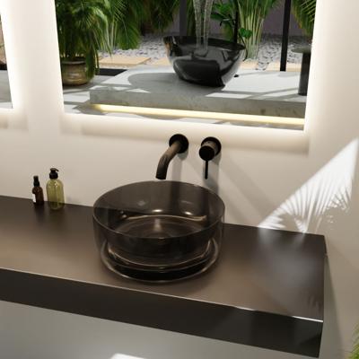 Mondiaz Jewel Waskom - 40x15x40 - antibacterieel - transparant - zwart M82017black