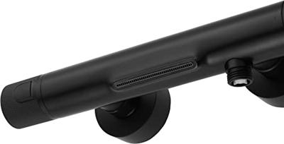 Ben Engraved Cross badkraan met watervaluitloop thermostatisch mat zwart