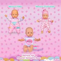 Famosa Nenuco babypop met zacht lijfje paars ongeveer 32 cm groot - thumbnail