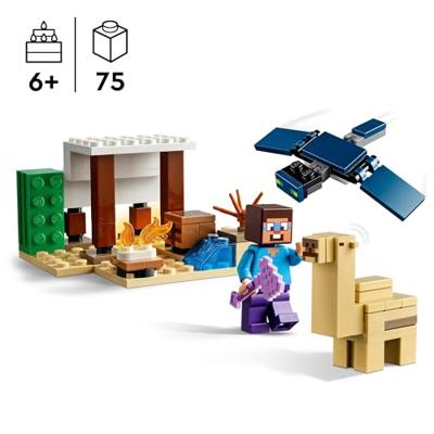 LEGO 21251 Minecraft Steve's woestijnexpeditie, videogamespeelgoed, bioom met huis en minifiguren LEGO 21251 Minecraft Steve's woestijnexpeditie, videogamespeelgoed, bioom met huis en minifiguren