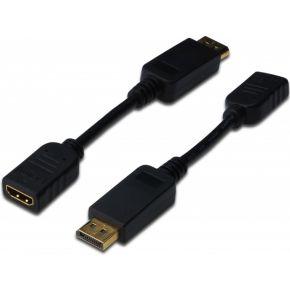 Digitus AK-340400-001-S DisplayPort / HDMI Adapter [1x DisplayPort stekker - 1x HDMI-bus] Zwart 15.00 cm