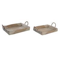 Set van trays DKD Home Decor Geel Natuurlijk 48 x 38 x 15 cm 52 x 38 x 15 cm (2 Stuks) - thumbnail