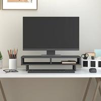 VidaXL Monitorstandaard 60x27x14 cm massief grenenhout grijs - thumbnail