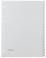 Pergamy tabbladen, ft A4, 23-gaatsperforatie, grijze PP, set 1-20 - thumbnail