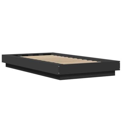 Bedframe met LED-verlichting bewerkt houtzwart 100x200 cm