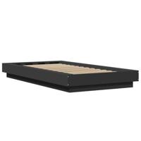 Bedframe met LED-verlichting bewerkt houtzwart 100x200 cm - thumbnail