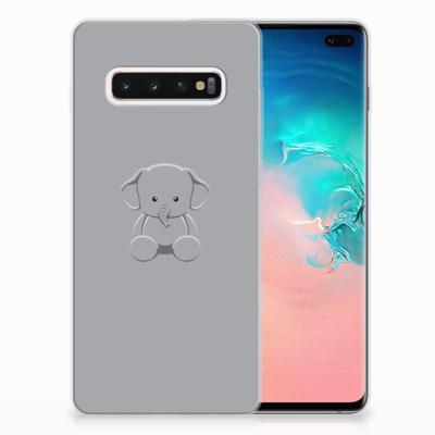 Samsung Galaxy S10 Plus Telefoonhoesje met Naam Grijs Baby Olifant Samsung Galaxy S10 Plus Telefoonhoesje met Naam Grijs Baby Olifant