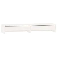 VidaXL Monitorstandaard 100x27x15 cm massief grenenhout wit - thumbnail