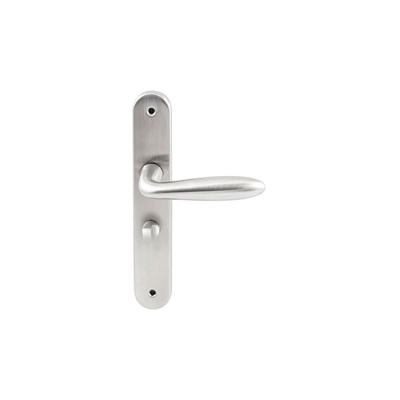 Hardbrass Deurkruk Istanbul op ovaal langschild WC63/8mm - RVS Hardbrass Deurkruk Istanbul op ovaal langschild WC63/8mm - RVS