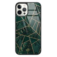 iPhone 12 Pro glazen hardcase - Abstract groen - thumbnail
