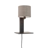 GOOD&MOJO Wandlamp 'Andes' Bamboe en Eco linnen, Met plank, kleur Donkerbeige - thumbnail