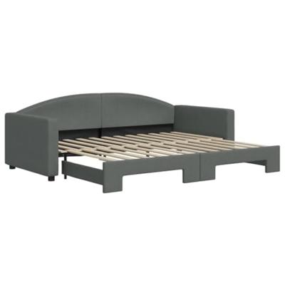 Slaapbank met onderschuifbed 90x200 cm stof donkergrijs