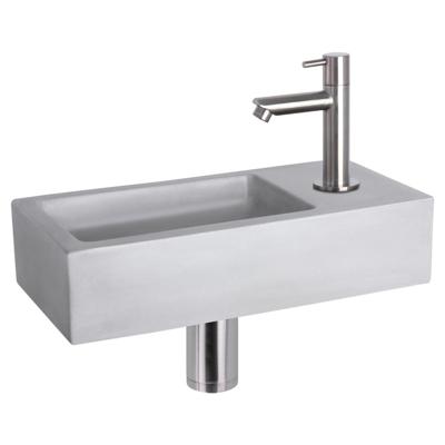 Differnz Ravo fonteinset beton lichtgrijs kraan recht mat chroom 38.5 x 18.5 x 9 cm