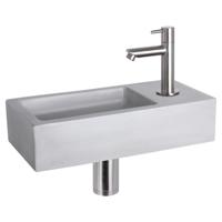 Differnz Ravo fonteinset beton lichtgrijs kraan recht mat chroom 38.5 x 18.5 x 9 cm - thumbnail