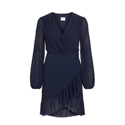 VILA semi-transparante jurk VIANDREA met volant donkerblauw VILA semi-transparante jurk VIANDREA met volant donkerblauw