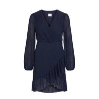 VILA semi-transparante jurk VIANDREA met volant donkerblauw - thumbnail