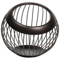 QUVIO Ronde fruitschaal metaal - Zwart met een bruine gloed - thumbnail