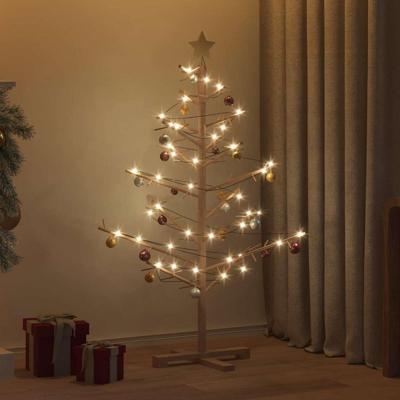 Houten kerstboom met standaard Bruin 125 cm Massief grenenhout Houten kerstboom met standaard Bruin 125 cm Massief grenenhout