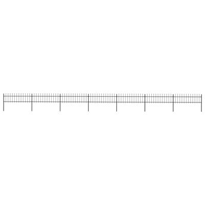 Tuinhek met speren bovenkant 11,9x0,6 m staal zwart