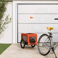 Hondenfietstrailer oxford stof en ijzer oranje en zwart - thumbnail