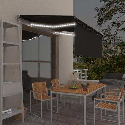 VidaXL Luifel met rolgordijn, led en windsensor 3,5x2,5 m antraciet