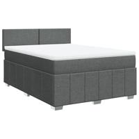 Boxspring met matras stof donkergrijs 140x200 cm - thumbnail