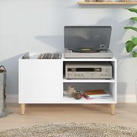 Platenkast 84,5x38x48 cm bewerkt hout wit - thumbnail