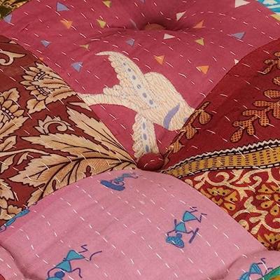 Poef modulair met kussen patchwork stof