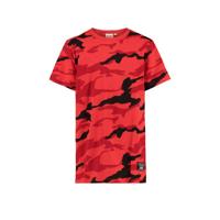 CoolCat Junior T-shirt Edo met camouflageprint rood/zwart/wit - thumbnail