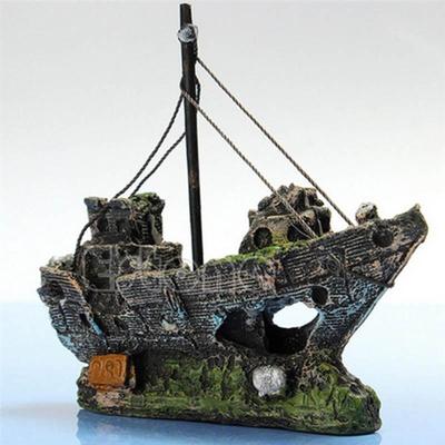 Piratenschip rotten Boat kleine netto boot aquarium Landscaping vis tank glazen cilinder scène