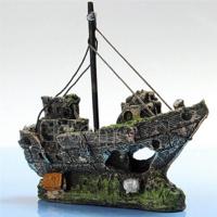 Piratenschip rotten Boat kleine netto boot aquarium Landscaping vis tank glazen cilinder scène - thumbnail
