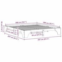 Gewaxte Bruin Bedbodem 200x200 cm Massief Grenen Hout - thumbnail