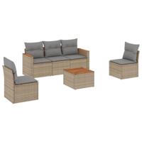 5-delige Loungeset met kussens poly rattan beige - thumbnail