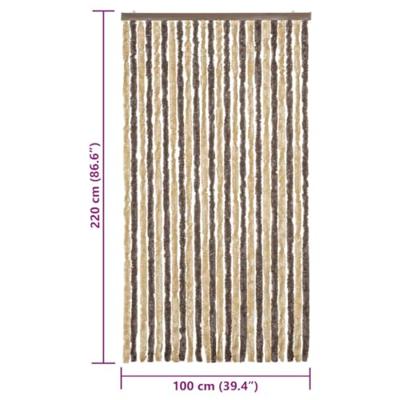 VidaXL Vliegengordijn 100x220 cm chenille donkerbruin en beige