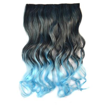 Eendelige naadloze Hair Extension stuk kleur verloop grote golf lang Curling Clip Type haarstukje