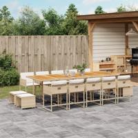 15-delige Tuinset met kussens poly rattan beige - thumbnail